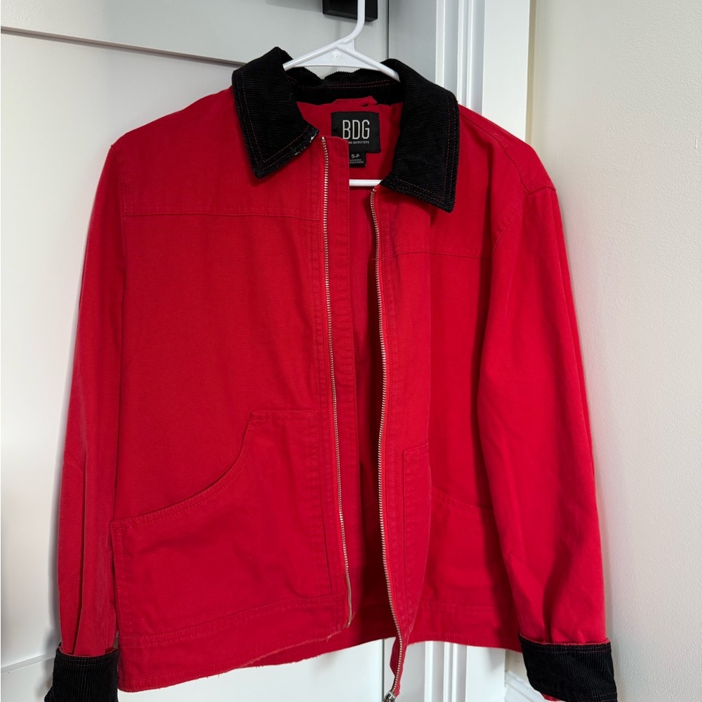 BDG Vibrant Red Jacket with Dark Collar